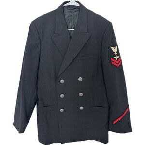 US Navy Army Men’s Jacket Military Uniform Blazer Patches Aviation Black 40R